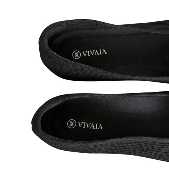 VIVAIA Square-Toe V-Cut Flats Margot 2.0 Black Ribbed Ballet Flats Shoes Size 42 - Picture 13 of 15